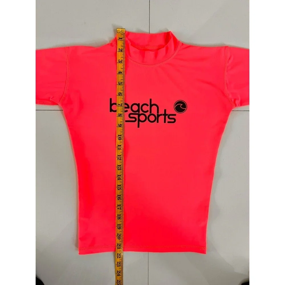 1/2 Sleeve Rash Guard Swim Top Youth 10 Neon Stretch Sun Protection Beach UPF 50